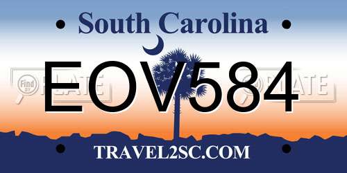 EOV584 South Carolina License Plate