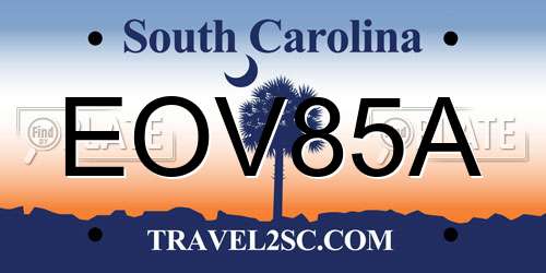 EOV85A South Carolina License Plate
