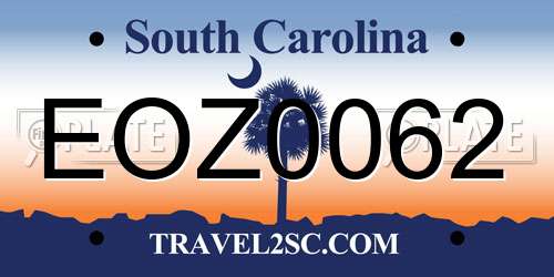 EOZ0062 South Carolina License Plate