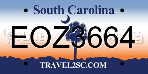 EOZ3664 South Carolina License Plate