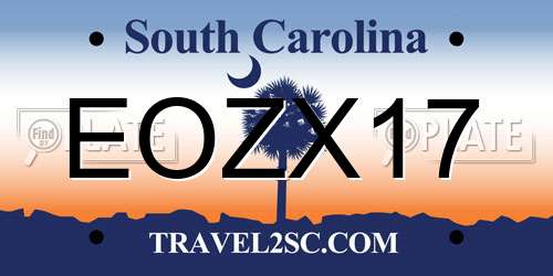 EOZX17 South Carolina License Plate
