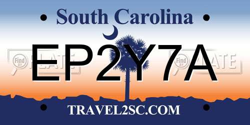 EP2Y7A South Carolina License Plate