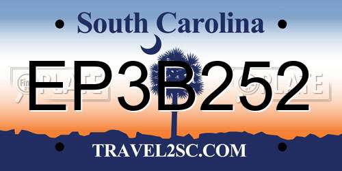 EP3B252 South Carolina License Plate