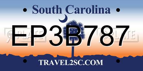 EP3B787 South Carolina License Plate
