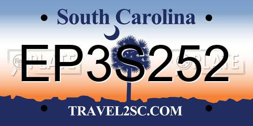 EP3S252 South Carolina License Plate