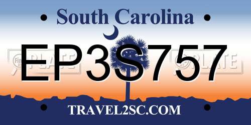 EP3S757 South Carolina License Plate