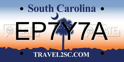 EP7Y7A South Carolina License Plate