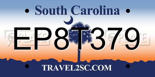 EP8T379 South Carolina License Plate