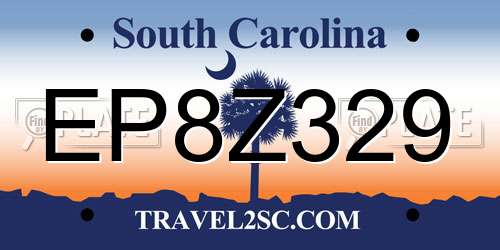EP8Z329 South Carolina License Plate