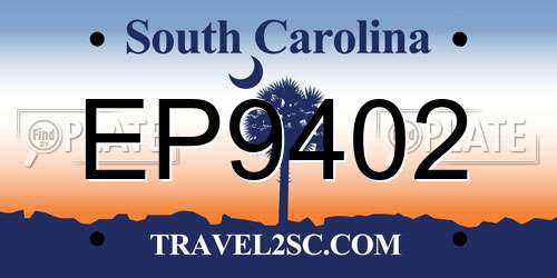 EP9402 South Carolina License Plate