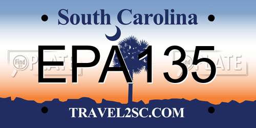 EPA135 South Carolina License Plate