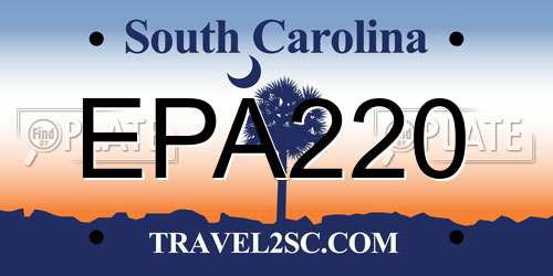 EPA220 South Carolina License Plate