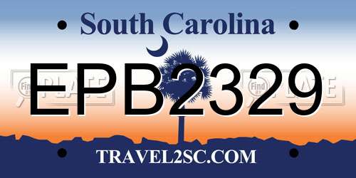 EPB2329 South Carolina License Plate