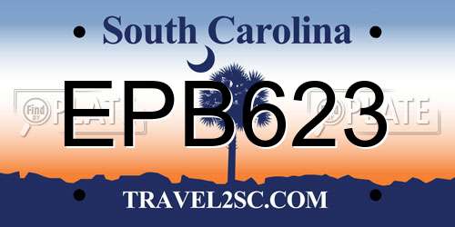 EPB623 South Carolina License Plate