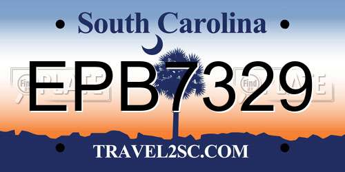 EPB7329 South Carolina License Plate