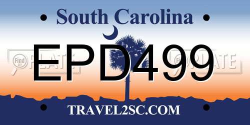 EPD499 South Carolina License Plate