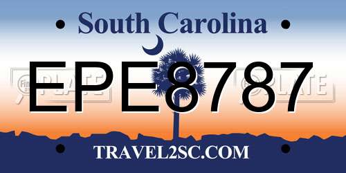 EPE8787 South Carolina License Plate