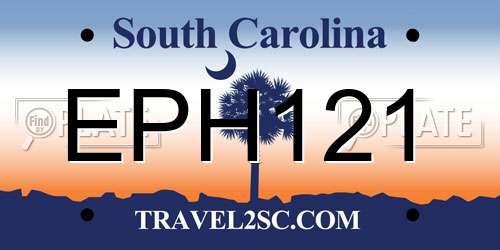 EPH121 South Carolina License Plate
