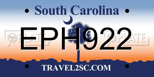 EPH922 South Carolina License Plate