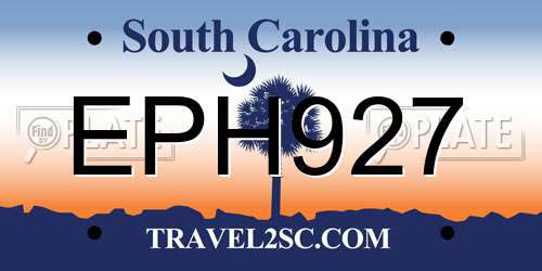 EPH927 South Carolina License Plate