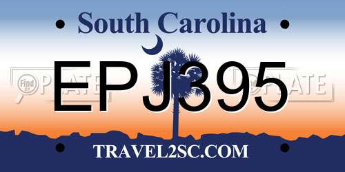 EPJ395 South Carolina License Plate