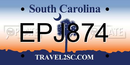 EPJ874 South Carolina License Plate