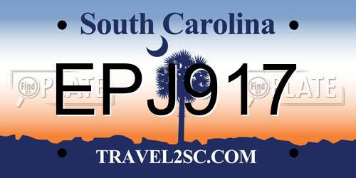 EPJ917 South Carolina License Plate