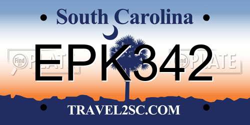 EPK342 South Carolina License Plate
