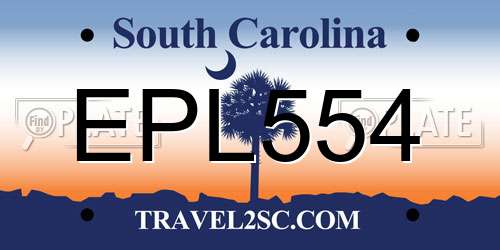 EPL554 South Carolina License Plate