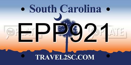 EPP921 South Carolina License Plate