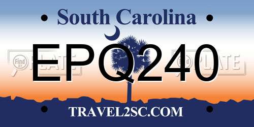 EPQ240 South Carolina License Plate