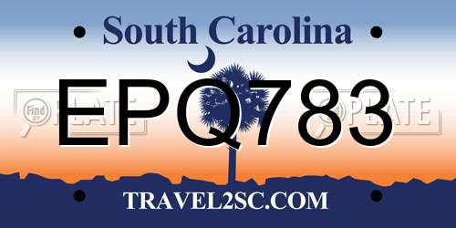 EPQ783 South Carolina License Plate