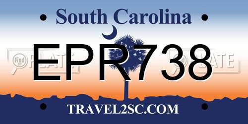 EPR738 South Carolina License Plate