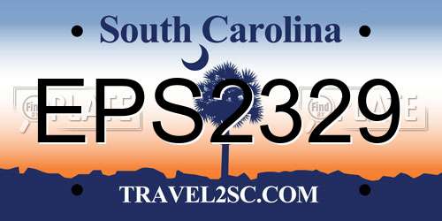 EPS2329 South Carolina License Plate