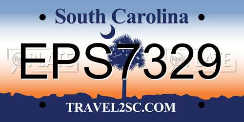 EPS7329 South Carolina License Plate