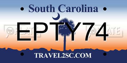 EPTY74 South Carolina License Plate