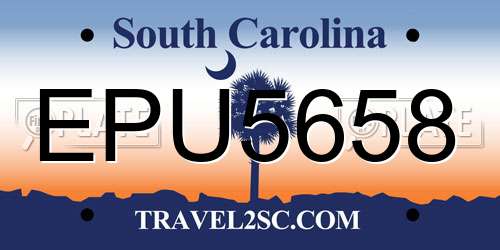 EPU5658 South Carolina License Plate