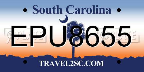 EPU8655 South Carolina License Plate