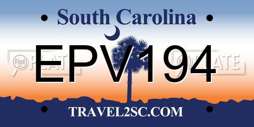 EPV194 South Carolina License Plate