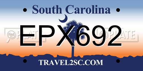 EPX692 South Carolina License Plate