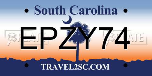 EPZY74 South Carolina License Plate