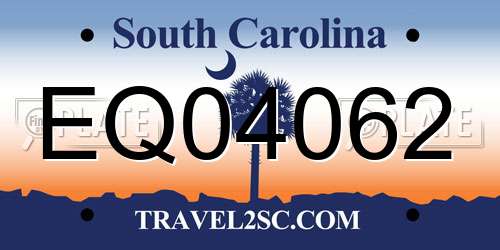 EQ04062 South Carolina License Plate
