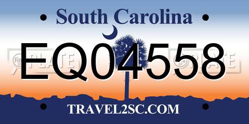 EQ04558 South Carolina License Plate