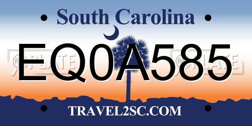 EQ0A585 South Carolina License Plate