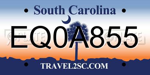 EQ0A855 South Carolina License Plate