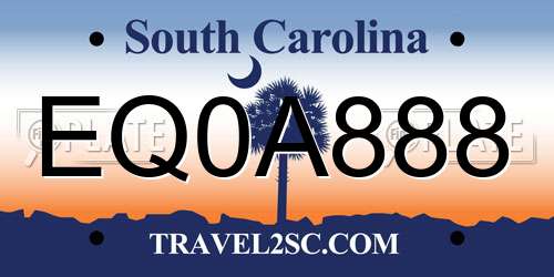 EQ0A888 South Carolina License Plate