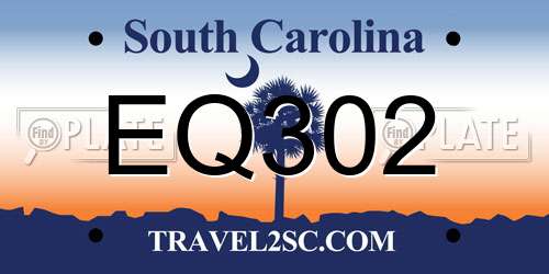 EQ302 South Carolina License Plate