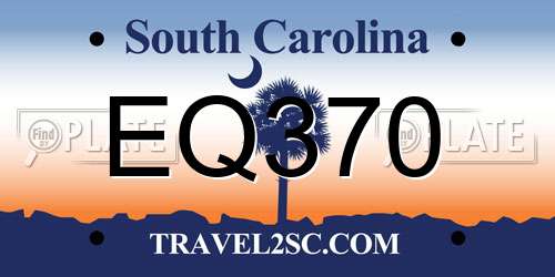 EQ370 South Carolina License Plate