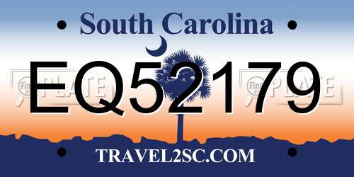 EQ52179 South Carolina License Plate