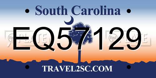 EQ57129 South Carolina License Plate